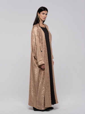 Shiny Beige Long Women's Satin Cardigan