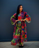 Long Bohemian Linen Dress with Vibrant Colors