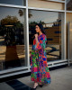 Long Bohemian Linen Dress with Vibrant Colors