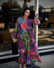 Long Bohemian Linen Dress with Vibrant Colors