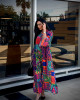 Long Bohemian Linen Dress with Vibrant Colors