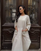 Casual dress with long sleeves in pink linen