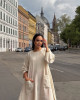 Casual dress with long sleeves in pink linen