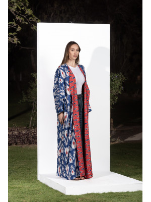 Long Linen Cardigan with Elegant Patterns Long Linen Cardigan with Elegant Patterns