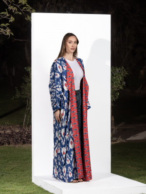 Long Linen Cardigan with Elegant Patterns Long Linen Cardigan with Elegant Patterns