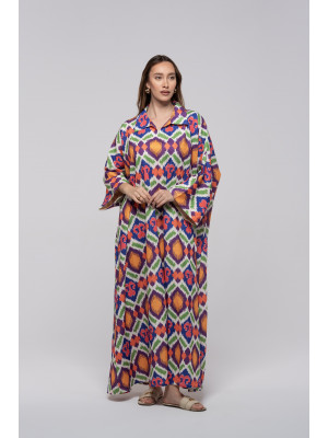 Long Floral kaftan with Bright Colors Long Floral kaftan with Bright Colors