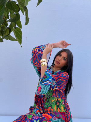 Bohemian Short Dress with Bright Colors