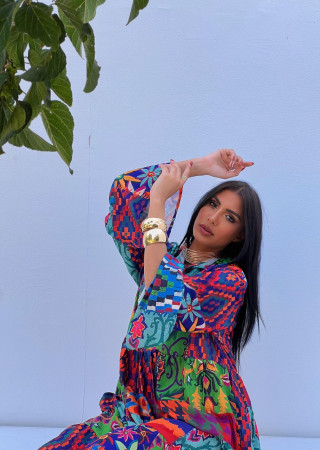 Bohemian Short Dress with Bright Colors