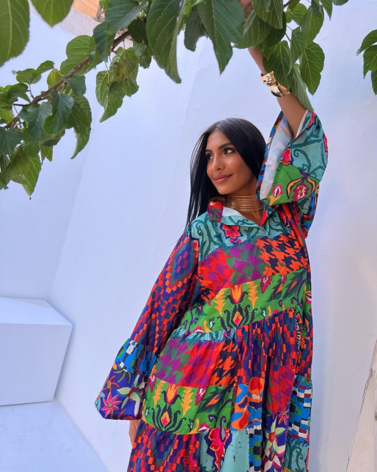 Bohemian Short Dress with Bright Colors