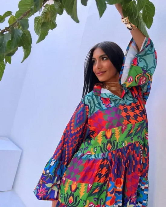 Bohemian Short Dress with Bright Colors