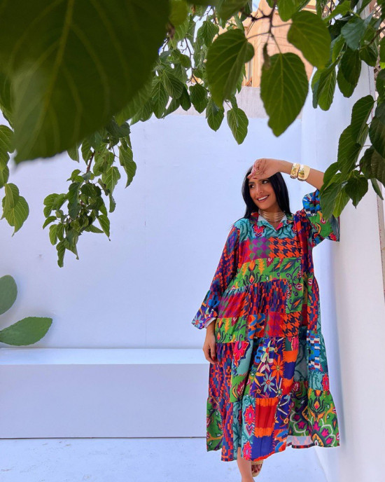 Bohemian Short Dress with Bright Colors
