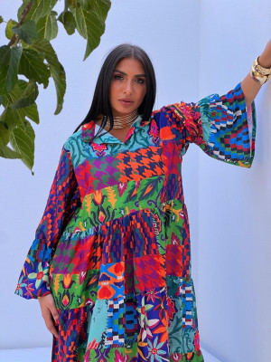 Bohemian Short Dress with Bright Colors