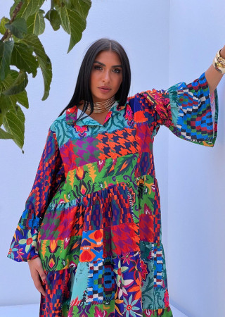 Bohemian Short Dress with Bright Colors