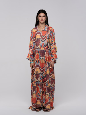 Long Floral kaftan with Bright Colors