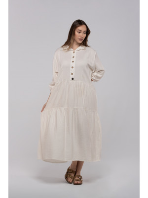 Short Linen Dress with 3/4 Sleeves