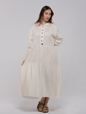 Short Linen Dress with 3/4 Sleeves