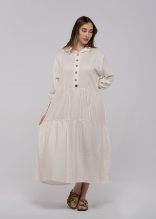 Short Linen Dress with 3/4 Sleeves