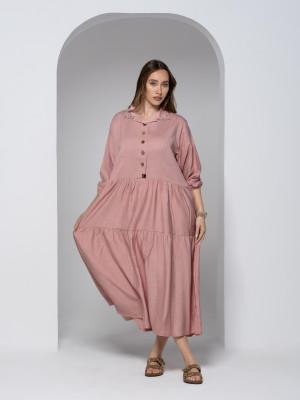 Short Linen Dress with 3/4 Sleeves