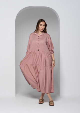 Short Linen Dress with 3/4 Sleeves