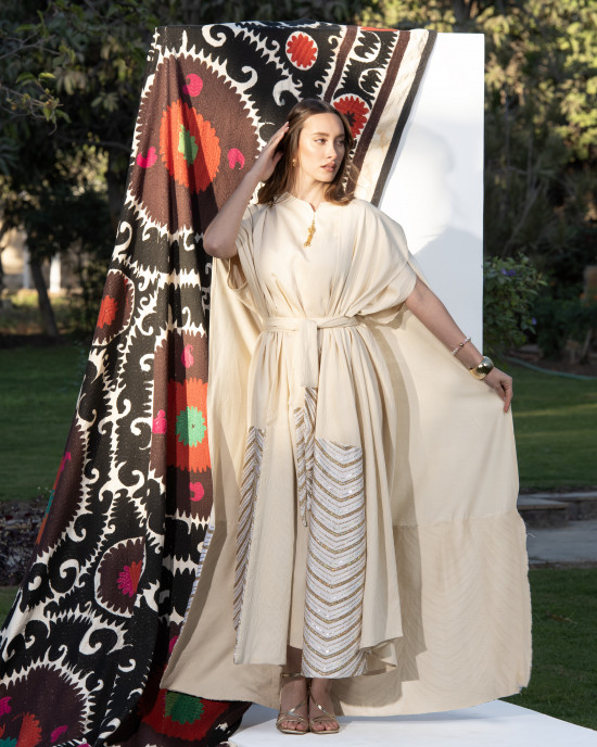 Long Linen kaftan with Cape Long Linen kaftan with Cape