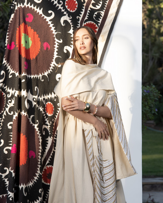 Long Linen kaftan with Cape Long Linen kaftan with Cape