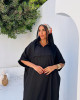 Wide White Linen Dress with Short Sleeves