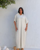 Wide White Linen Dress with Short Sleeves