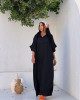 Wide White Linen Dress with Short Sleeves