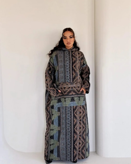 Long Hoodie with Wide Sleeves and Hood