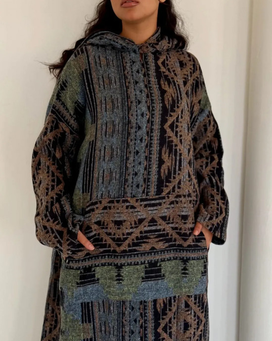 Long Hoodie with Wide Sleeves and Hood