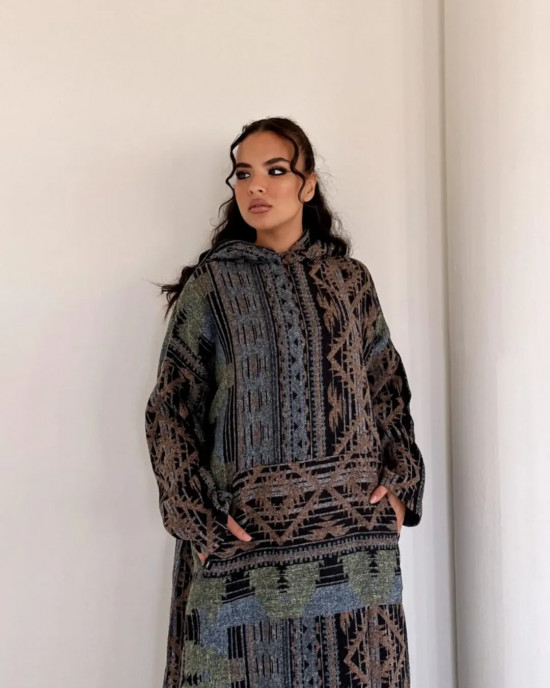 Long Hoodie with Wide Sleeves and Hood