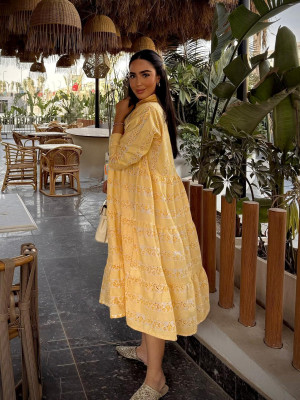 Short Light Orange Linen Dress