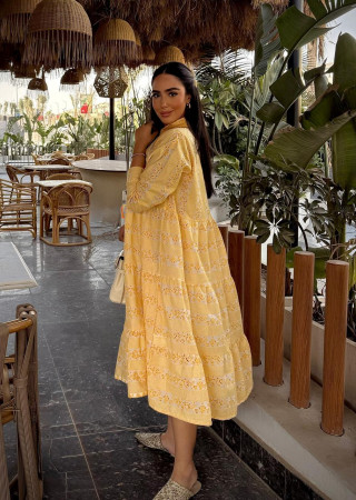 Short Light Orange Linen Dress