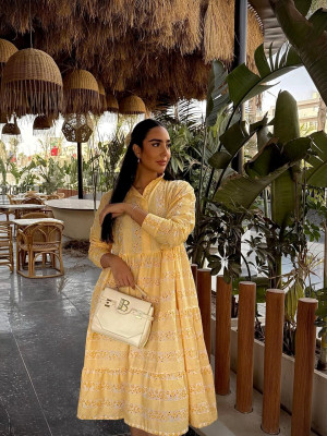 Short Light Orange Linen Dress