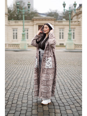 Light brown merino wool coat with hood Light brown merino wool coat with hood