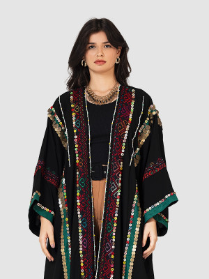 Embroidered hand made crepe Cardigan 
