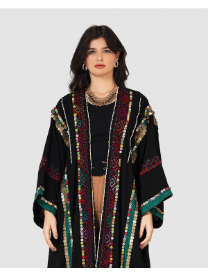 Embroidered hand made crepe Cardigan 