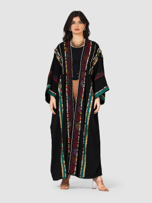 Embroidered hand made crepe Cardigan 