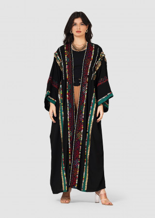 Embroidered hand made crepe Cardigan 