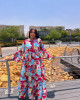 Long dress with colorful floral patterns Long dress with colorful floral patterns