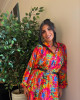 Long dress in brightly colored patterns Long dress in brightly colored patterns