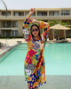Short Linen Dress with Vibrant Tropical Prints Short Linen Dress with Vibrant Tropical Prints