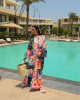 Maxi Linen Dress with Tropical Floral Prints Maxi Linen Dress with Tropical Floral Prints