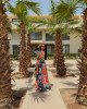 Maxi Linen Dress with Tropical Floral Prints Maxi Linen Dress with Tropical Floral Prints