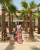 Maxi Linen Dress with Tropical Floral Prints Maxi Linen Dress with Tropical Floral Prints