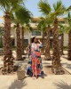 Maxi Linen Dress with Tropical Floral Prints Maxi Linen Dress with Tropical Floral Prints