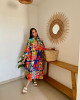 Mid-Length Linen Dress with Vibrant Artistic Prints Mid-Length Linen Dress with Vibrant Artistic Prints