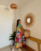 Mid-Length Linen Dress with Vibrant Artistic Prints Mid-Length Linen Dress with Vibrant Artistic Prints