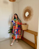 Mid-Length Linen Dress with Vibrant Artistic Prints Mid-Length Linen Dress with Vibrant Artistic Prints