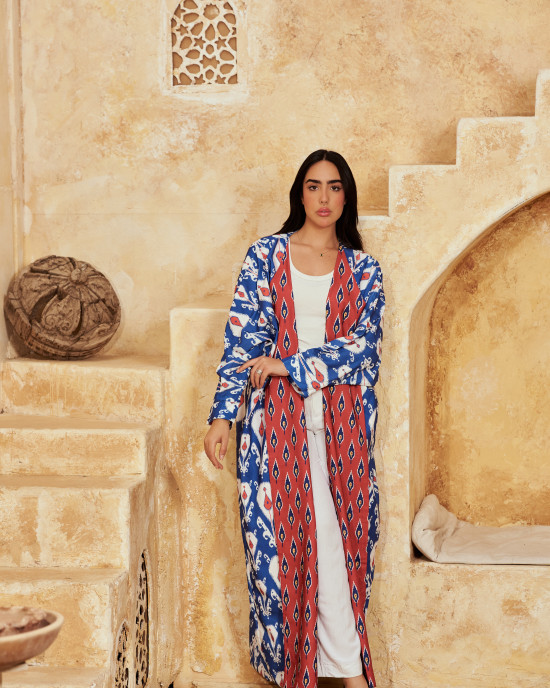 Long Linen Cardigan with Elegant Patterns